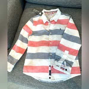 Boboli NWT Linen Boys Shirt Size 7 or 122cm long sleeves striped